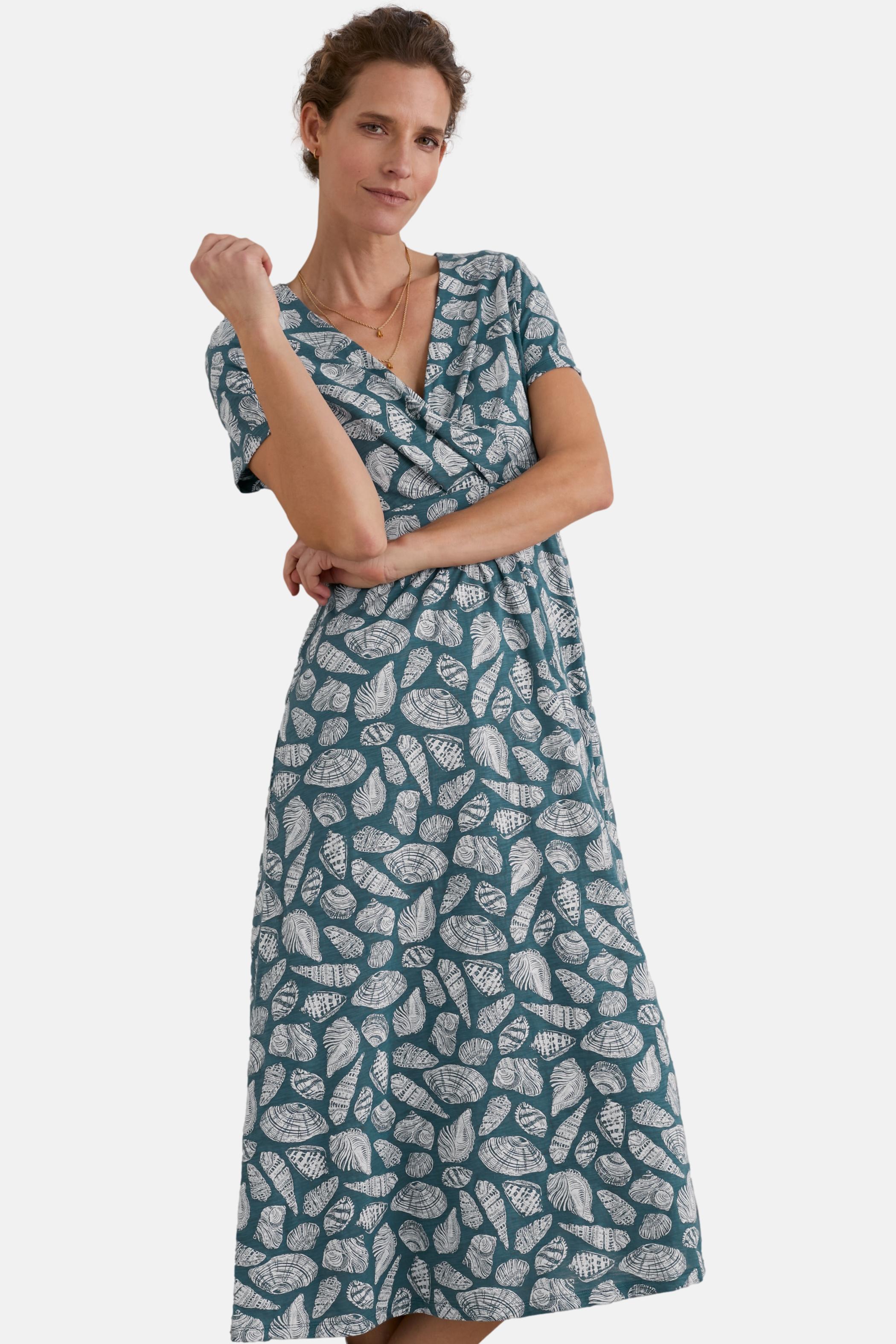 Seasalt Cornwall Kleid Chapelle Damen Petrol Muscheln Blau GOTS Organic Hanseheld