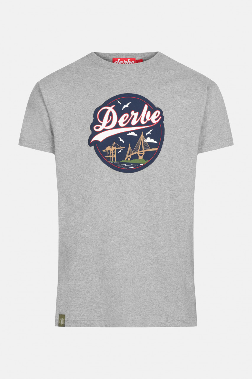 Derbe Hafenbrücke Herren T-Shirt Grey Melange Hell Grau