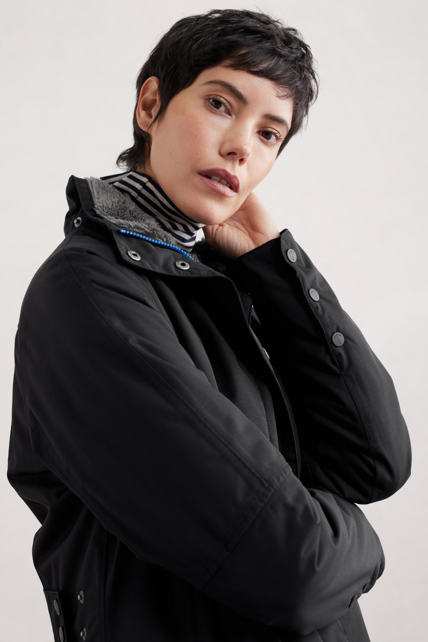 Seasalt Cornwall Regenjacke Janelle Damen Schwarz Gefüttert