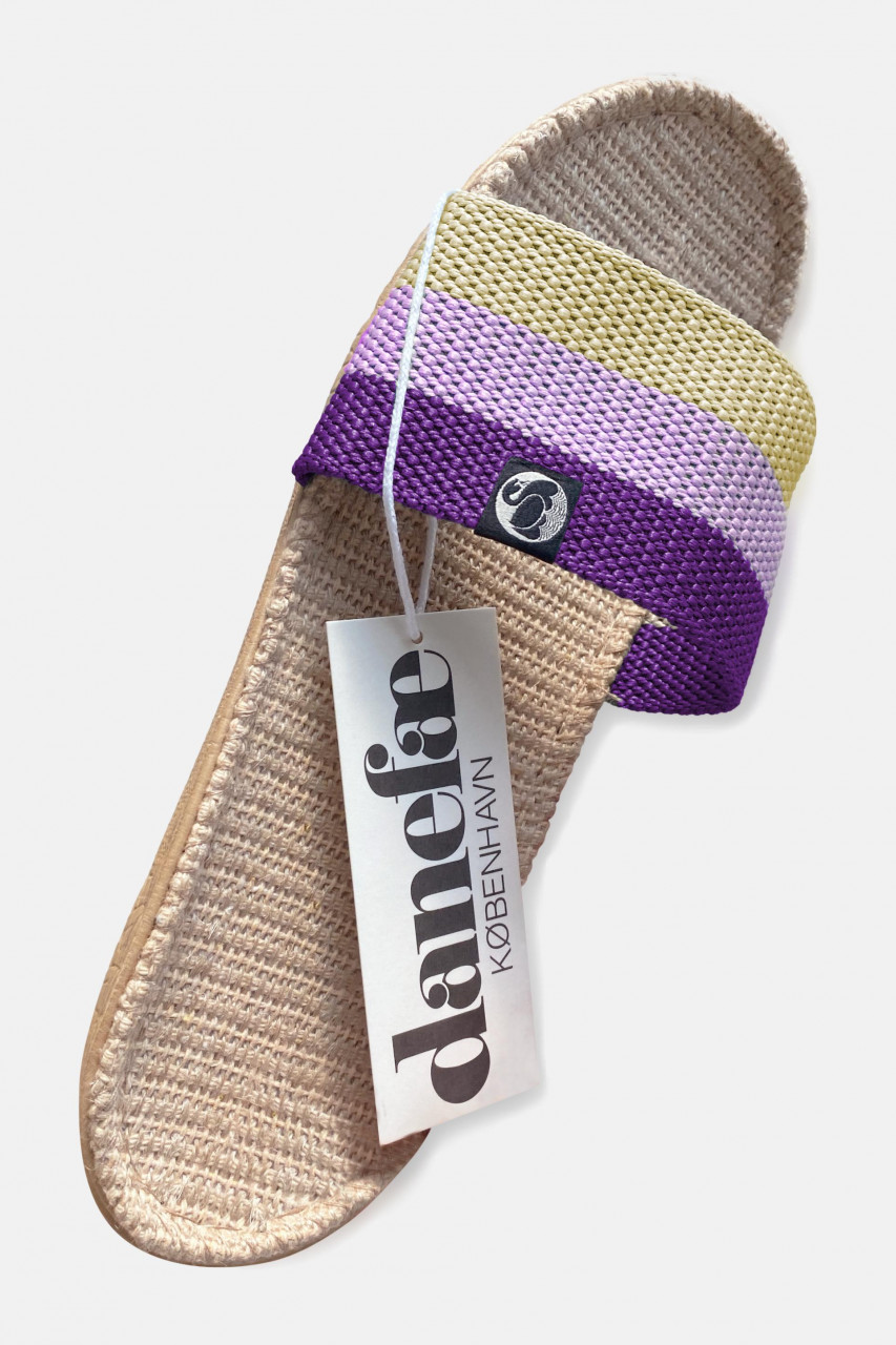 Danefae Sandalen Danelulu Damen Gelb Lila Bast Badelatschen