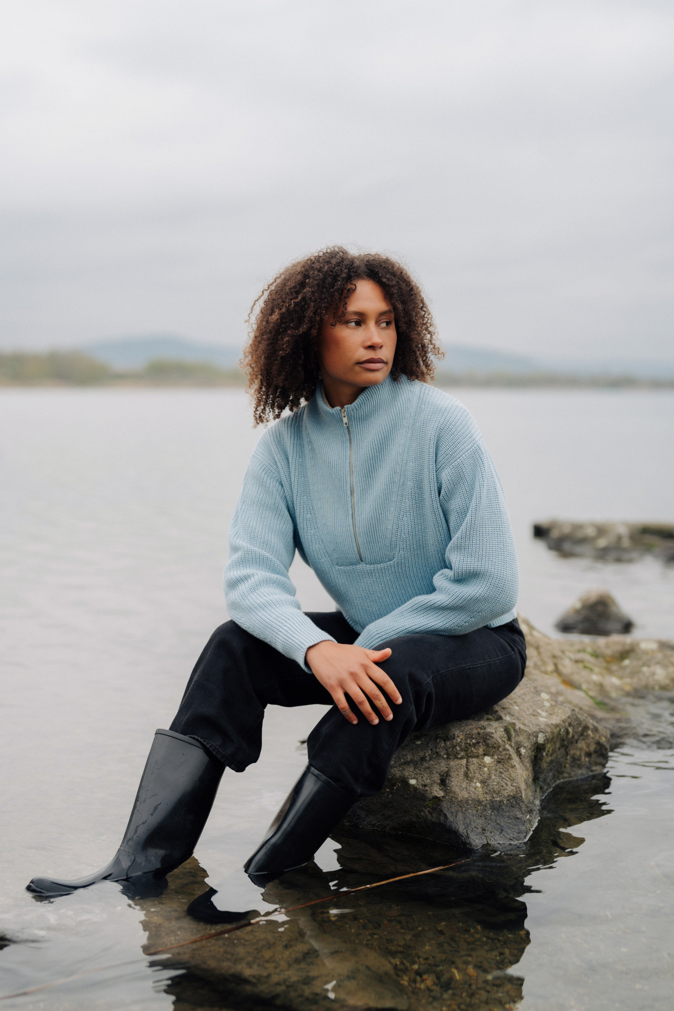 MELA Troyer KIMAYA Damen Hellblau Pullover Baumwolle GOTS Organic