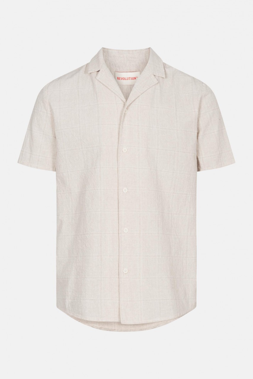 RVLT Revolution Short-sleeved Cuban Herren Hemd Offwhite Beige