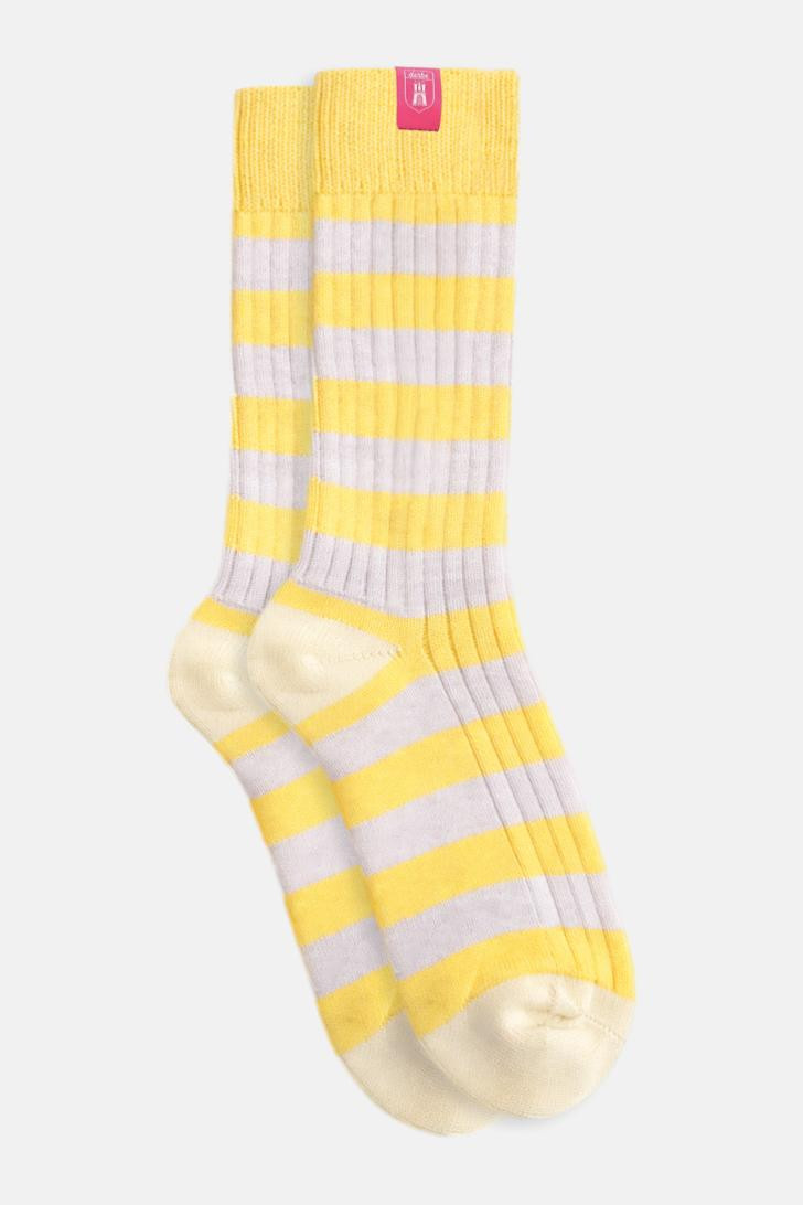 Derbe Socken Basic Knit Striped Beige Gelb Gestreift