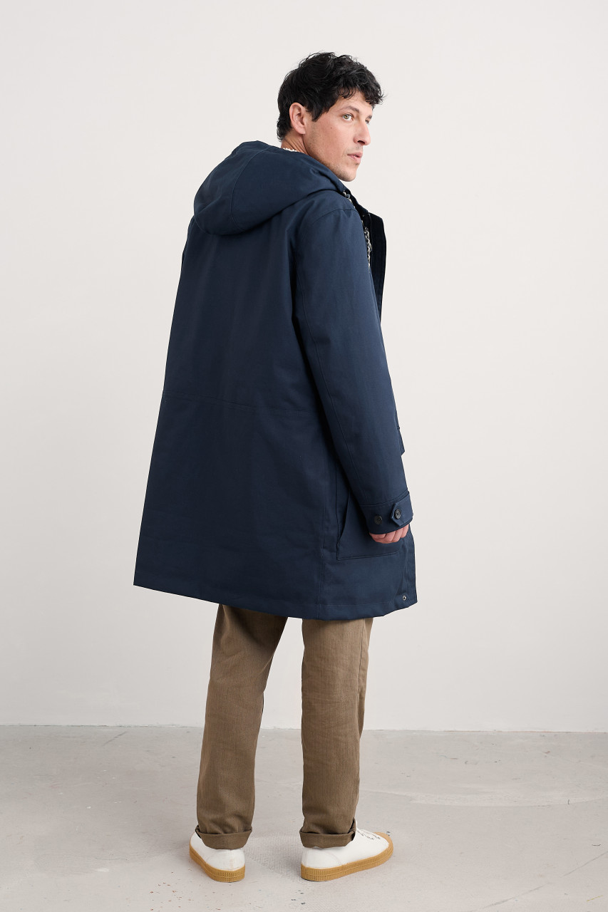 Seasalt Cornwall Regenjacke Tidesman Coat Herren Blau Navy Parka Wintermantel