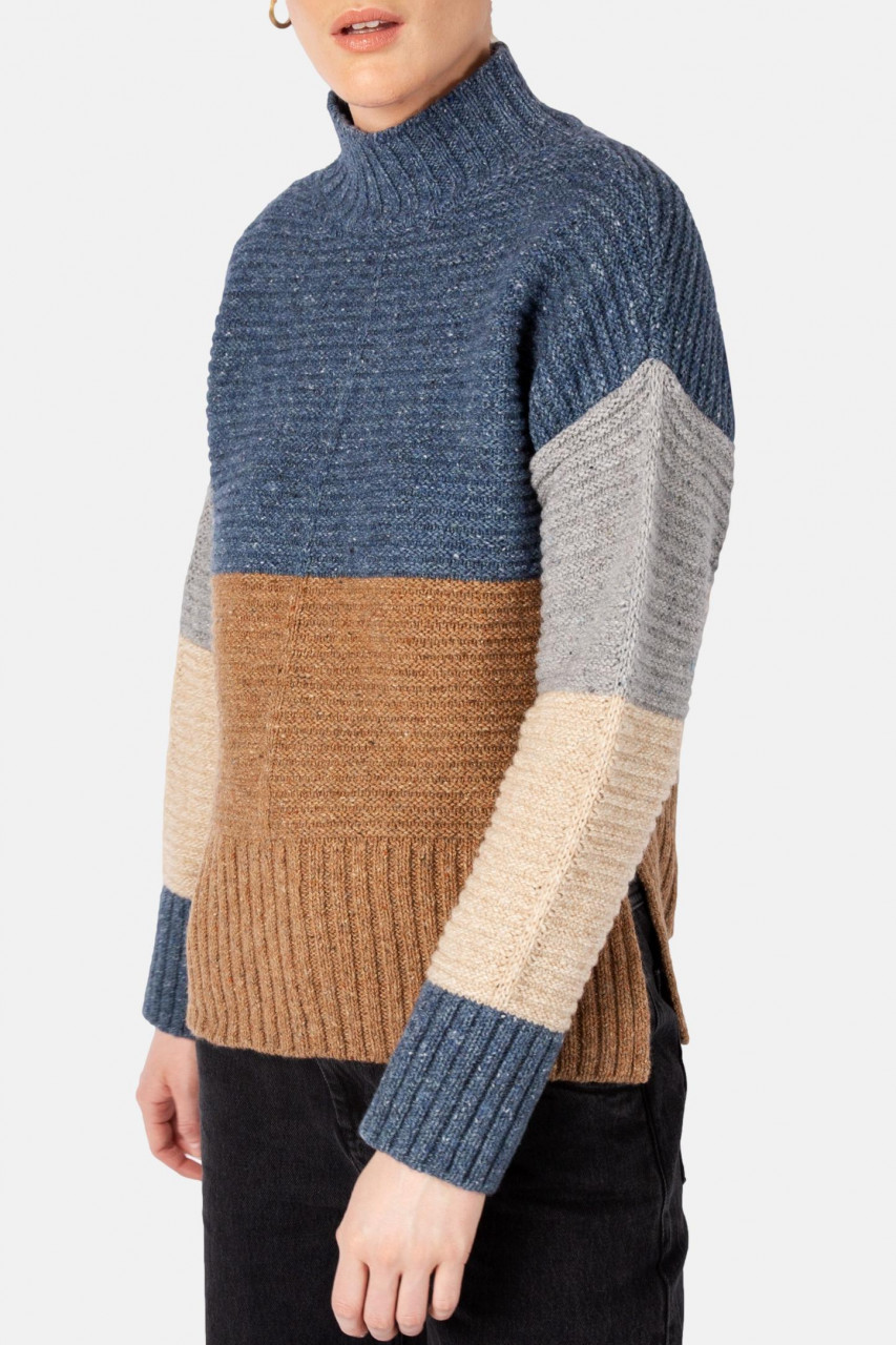 IrelandsEye Pullover Iris Damen Pullover Mehrfarbig Blau Beige Braun