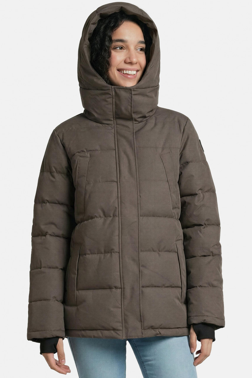 Derbe Winterjacke Sonholm Damen Braun Steppjacke Warm Gefüttert Skijacke