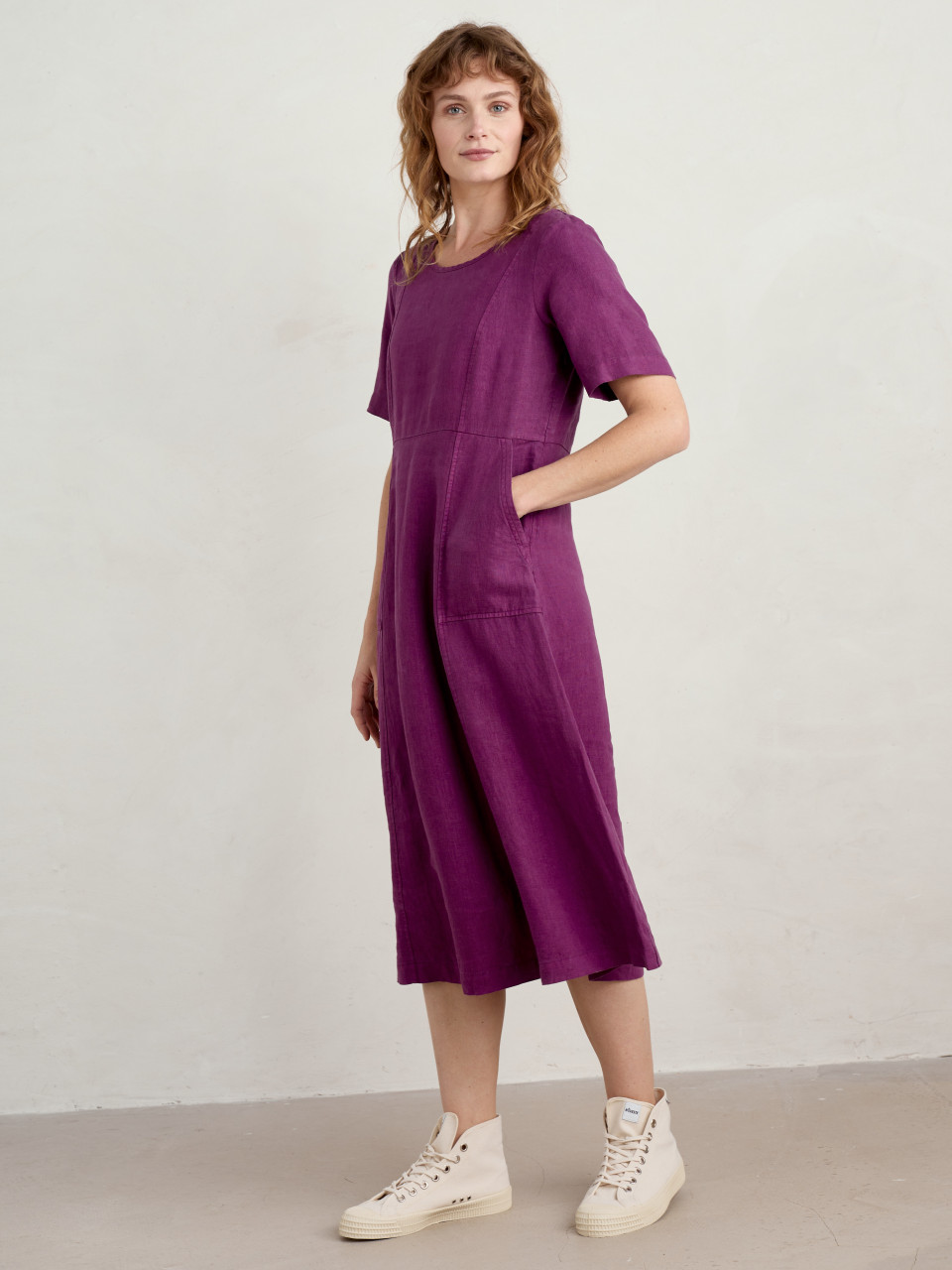 Seasalt Cornwall Kleid Grass Wave Damen Magenta Pink Leinen