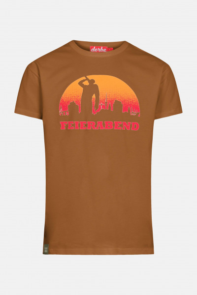 Derbe Einer Geht Noch Herren T-Shirt Monks Robe Braun Orange Hafen Silhouette Feierabend Bier