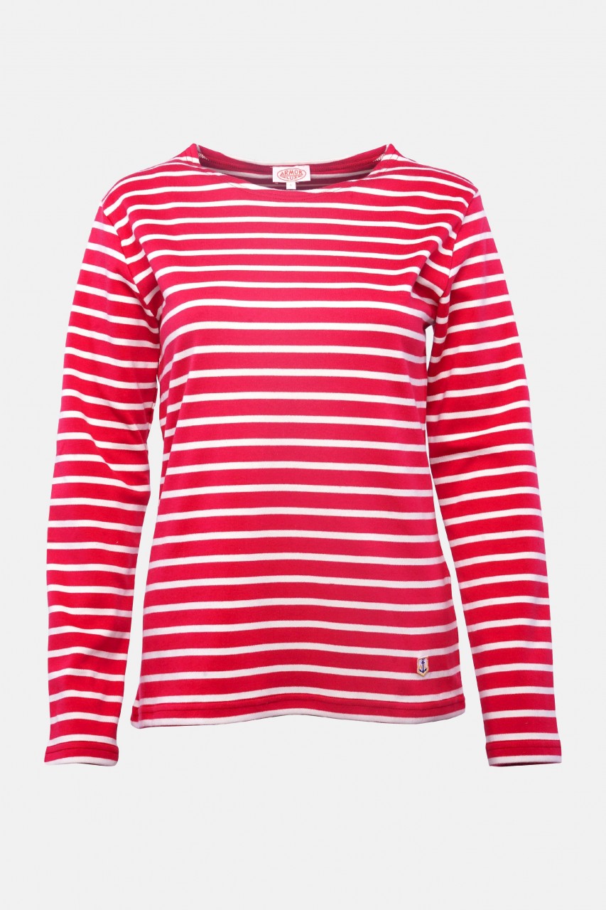 Armor Lux Damen Streifenshirt Vernis Rot Natur Matrosenhemd