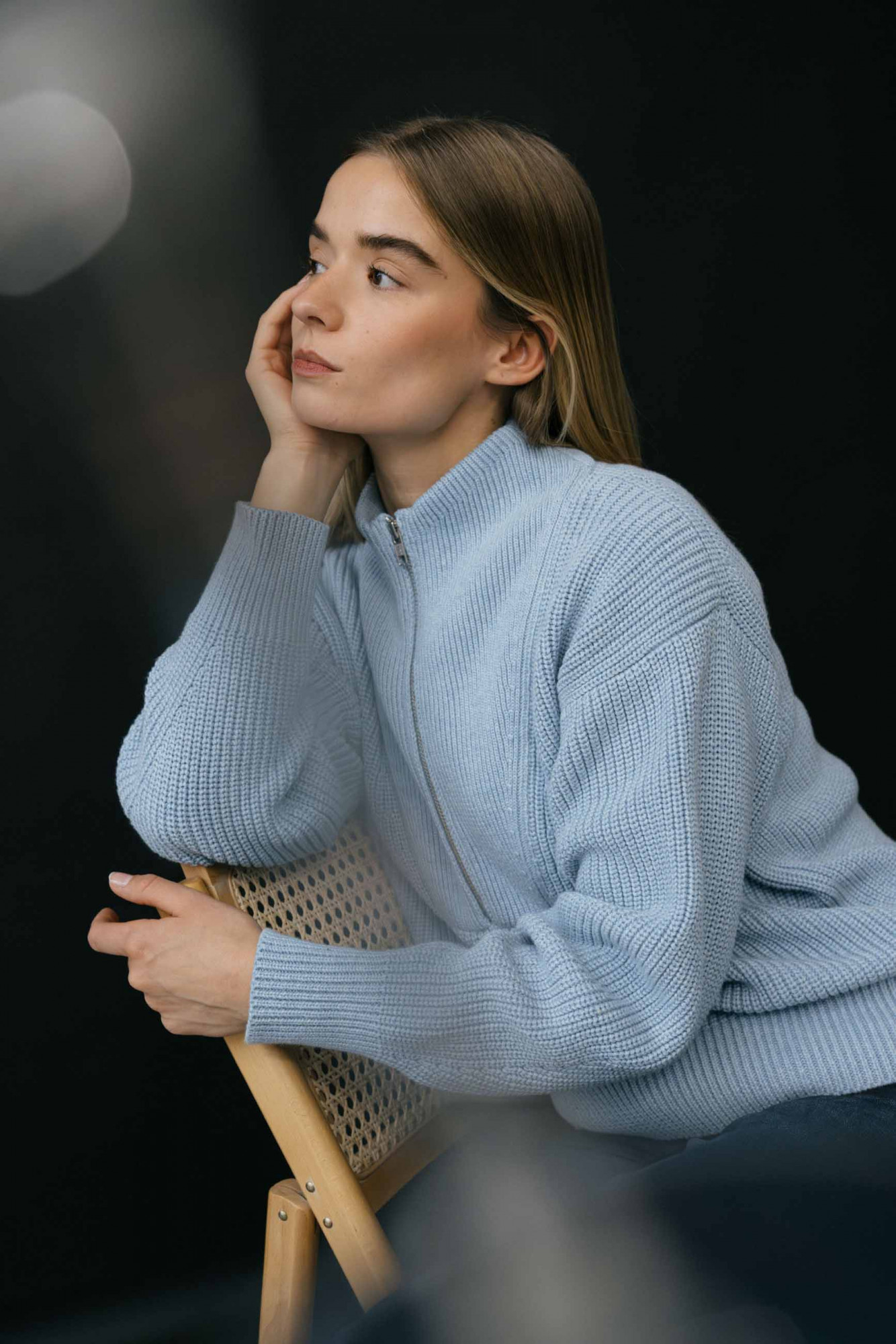 MELA Troyer KIMAYA Damen Hellblau Pullover Baumwolle GOTS Organic