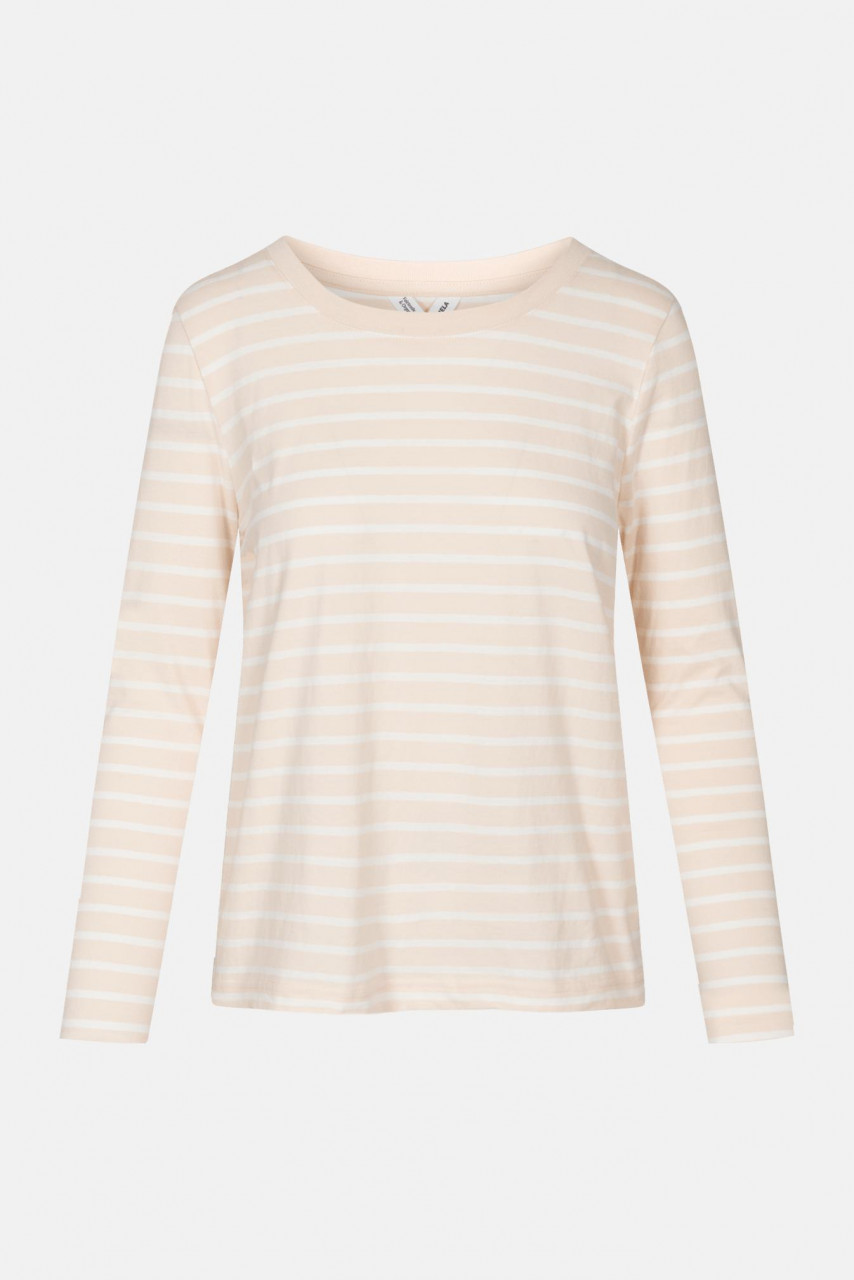 MELA Reena Damen Longsleeve Streifenshirt Beige Weiß