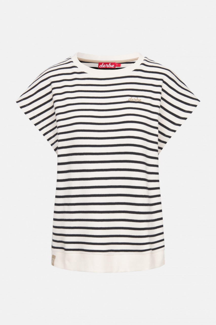 Derbe T-Shirt Interstriped Damen Weiß Schwarz Streifenshirt