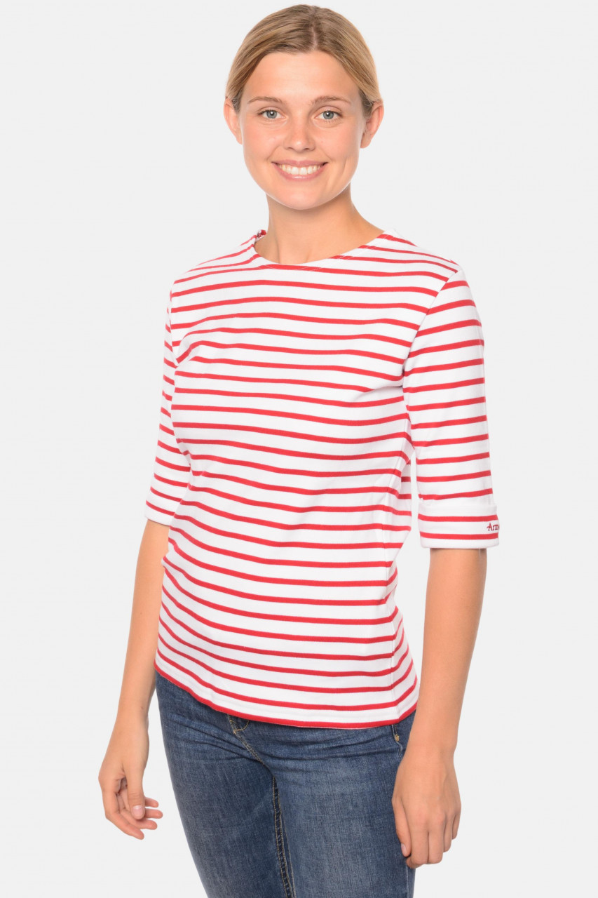 Armor Lux 3/4-Arm Streifenshirt weiß-rot Damen