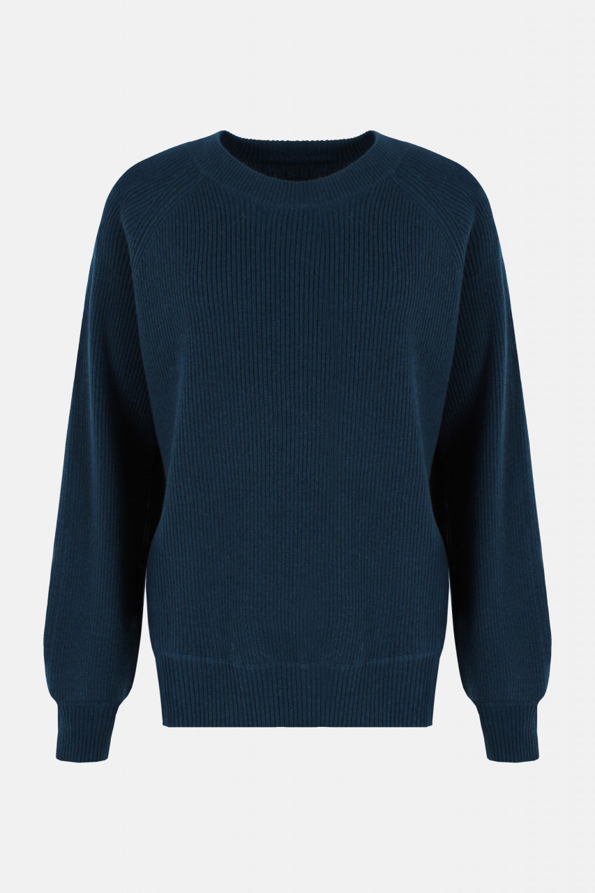 Danefae Strickpullover Danerelation Damen Petrol Blau Chunky Rippstrick