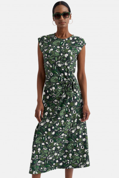Kleid Oliv Grün Blätter und Blüten Fettling von Seasalt Cornwall - Model
