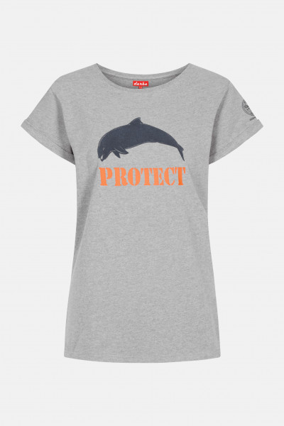 Derbe Porpoise Damen Shirt Gots Organic Sea Shepherd Grey Melange Grau Wal