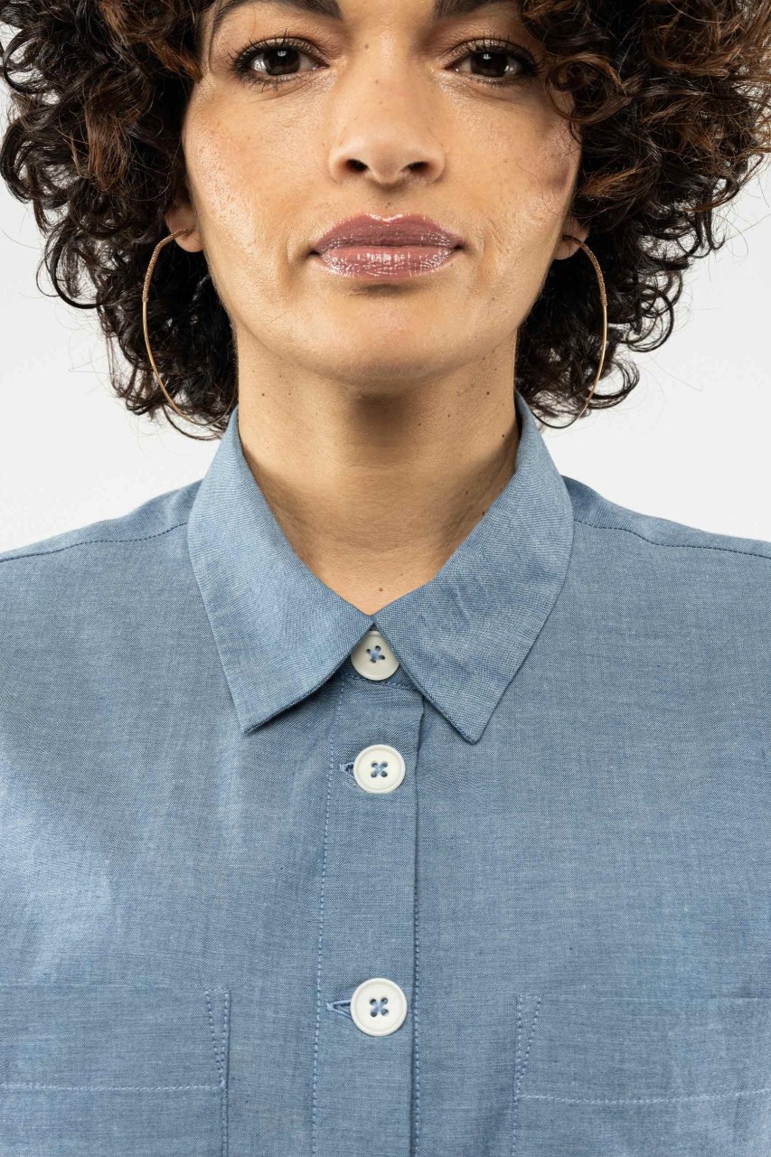 MELA Sanela Damen Jumpsuit Hellblau Chambray