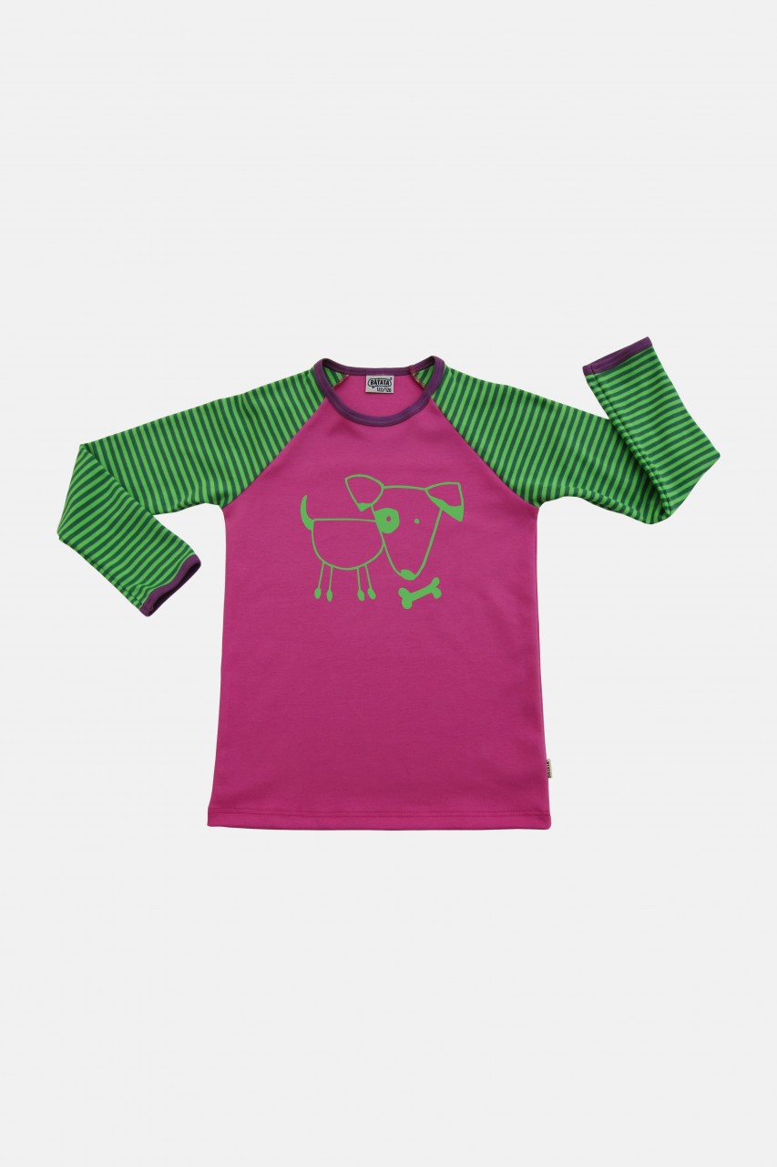 Langarmshirt Ringelärmel Motiv Hund mit Knochen