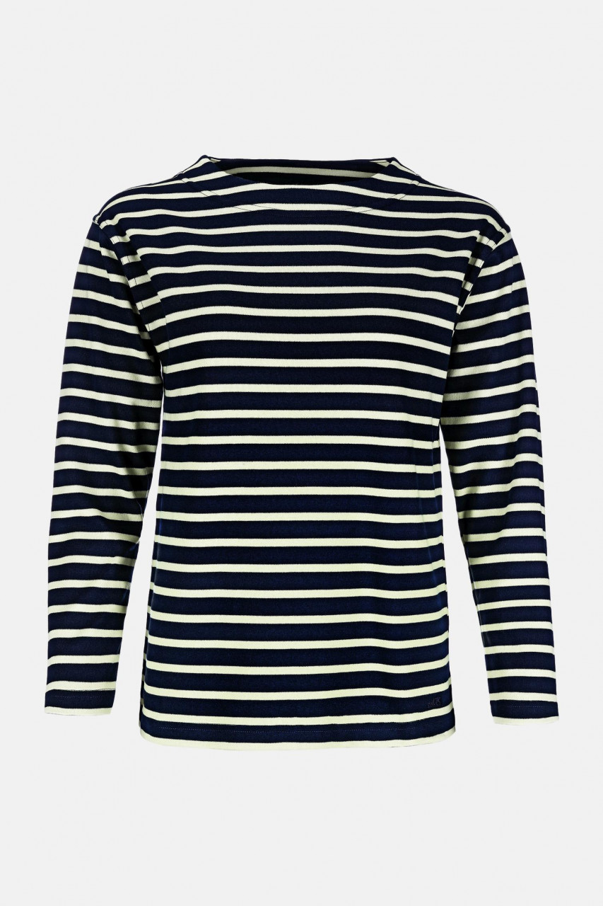 Bretonisches Fischerhemd Damen Langarm - Streifenshirt - blau/ecrugestreift
