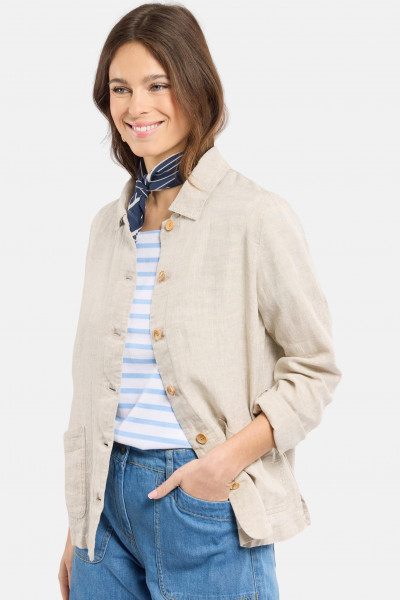 Armor Lux Übergangsjacke Damen Beige Overshirt Fischerjacke Leinen
