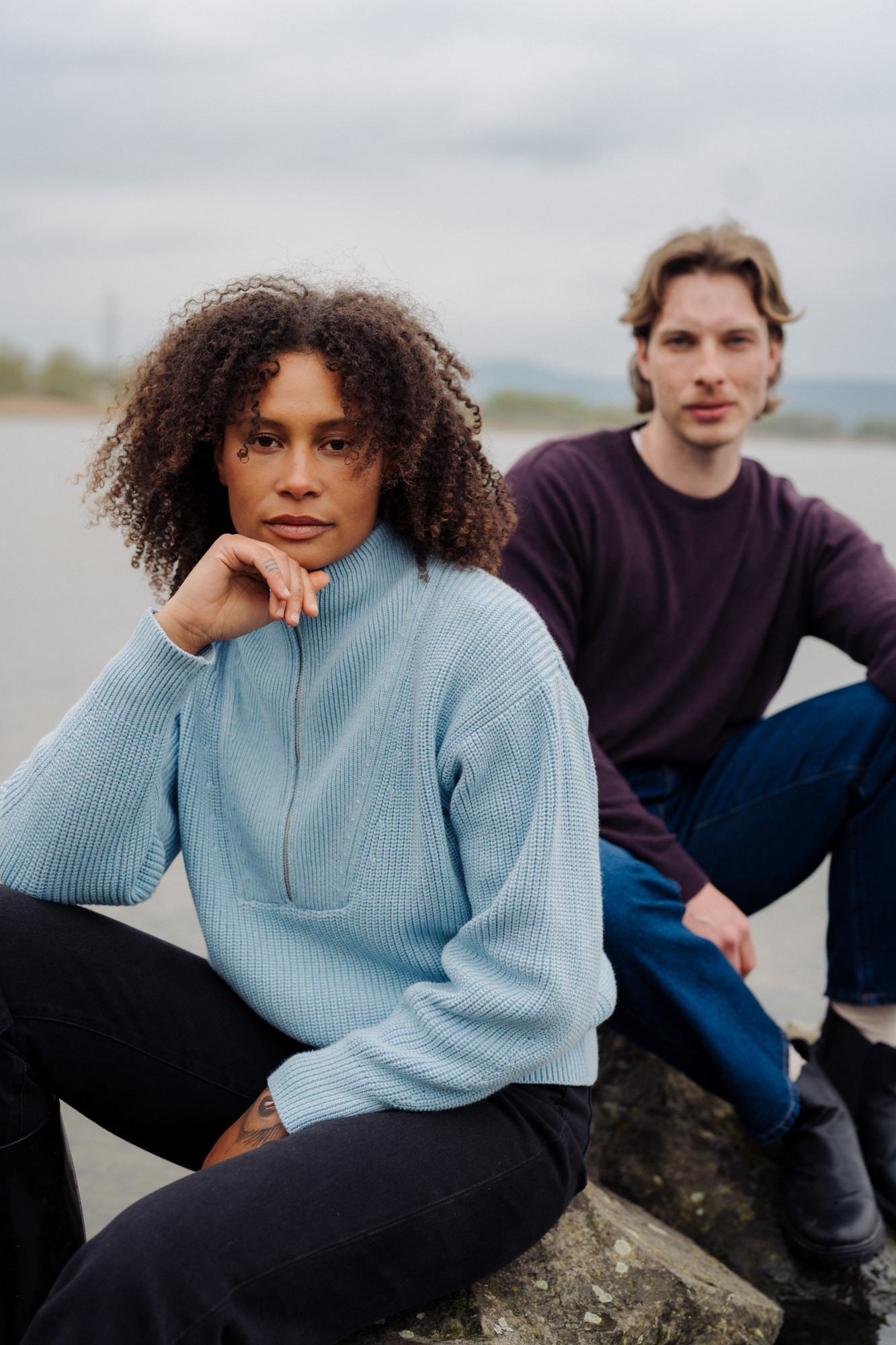 MELA Troyer KIMAYA Damen Hellblau Pullover Baumwolle GOTS Organic