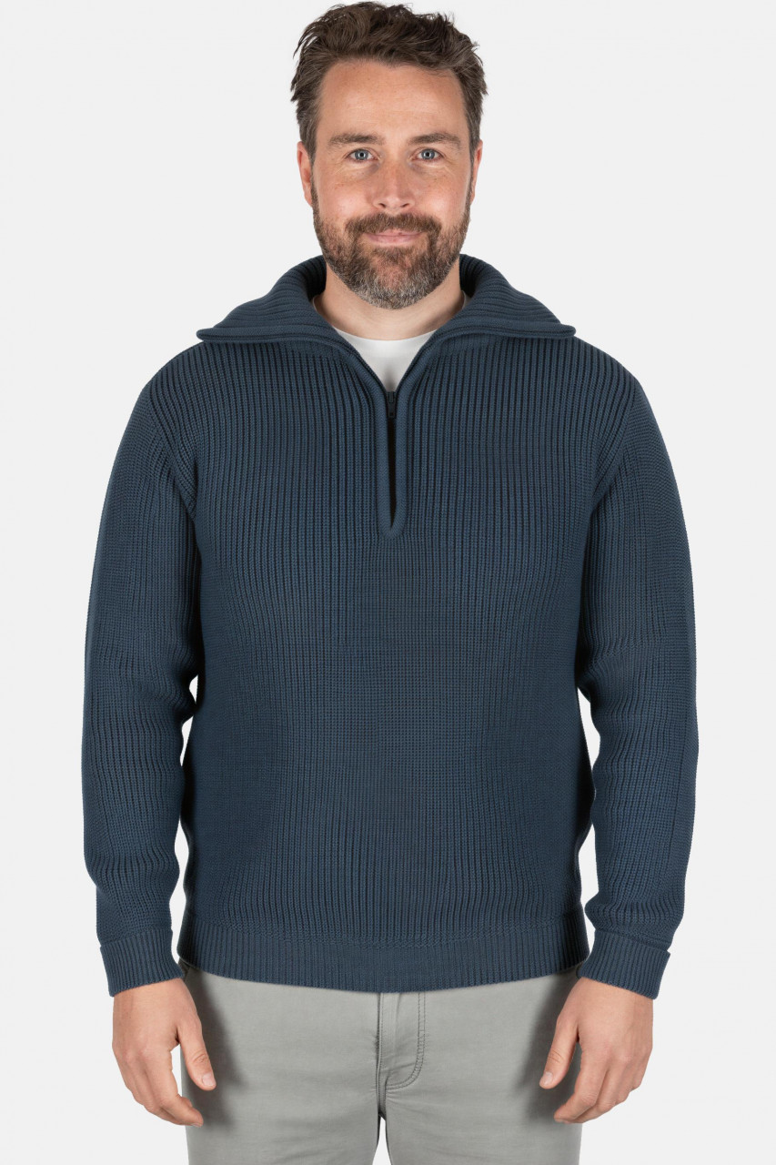 Troyer Hanseheld Merino Jeans Blau GOTS