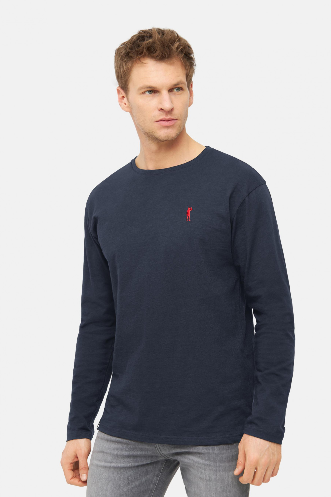 Langarmshirt Dunkelblau Kippes von derbe - Model-Foto