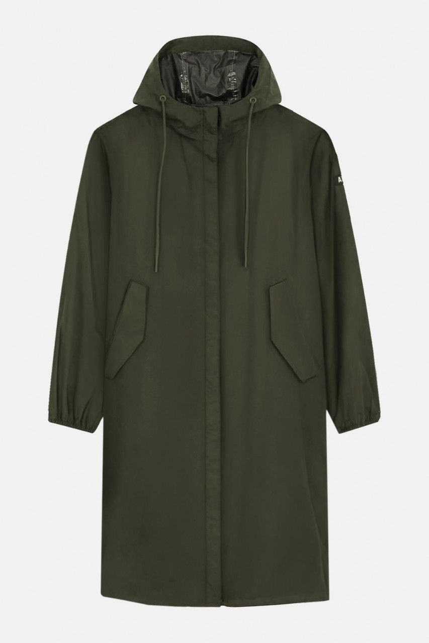 Aigle Regenjacke Damen Oliv Grün Langer Parka Packbar