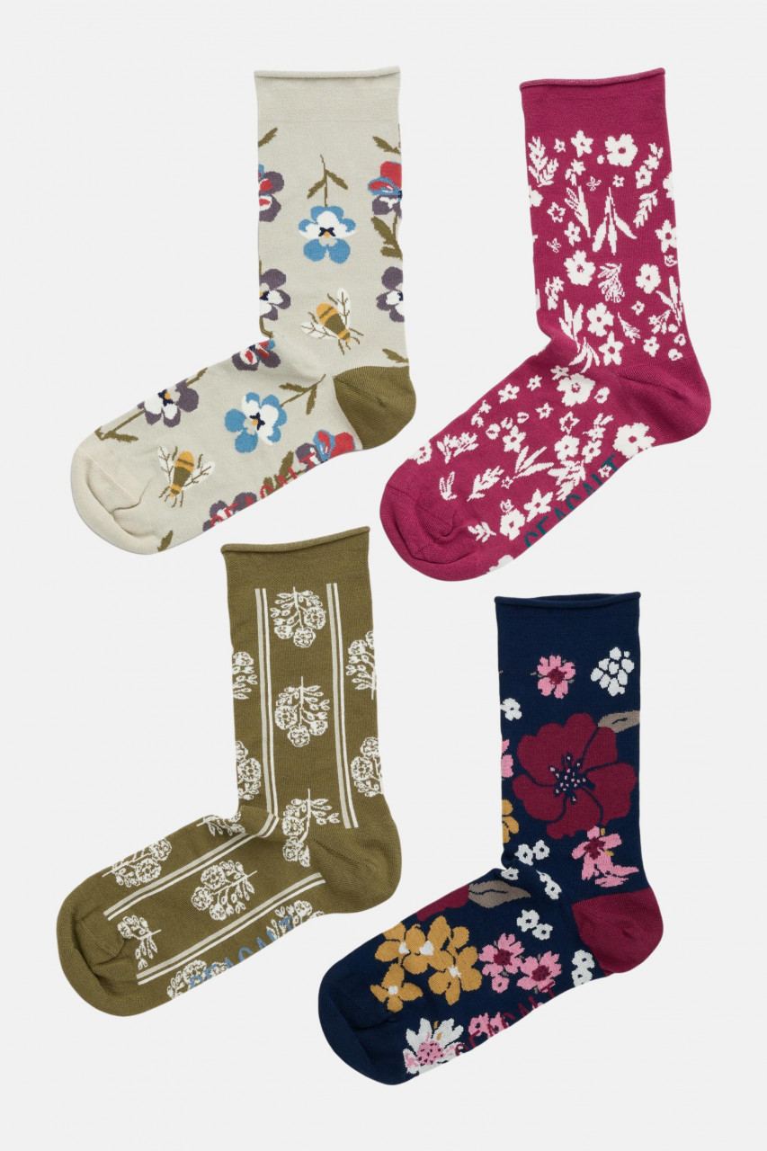 Seasalt Cornwall Sailor Socken Damen Grün Rot Geschenk Box Blumen