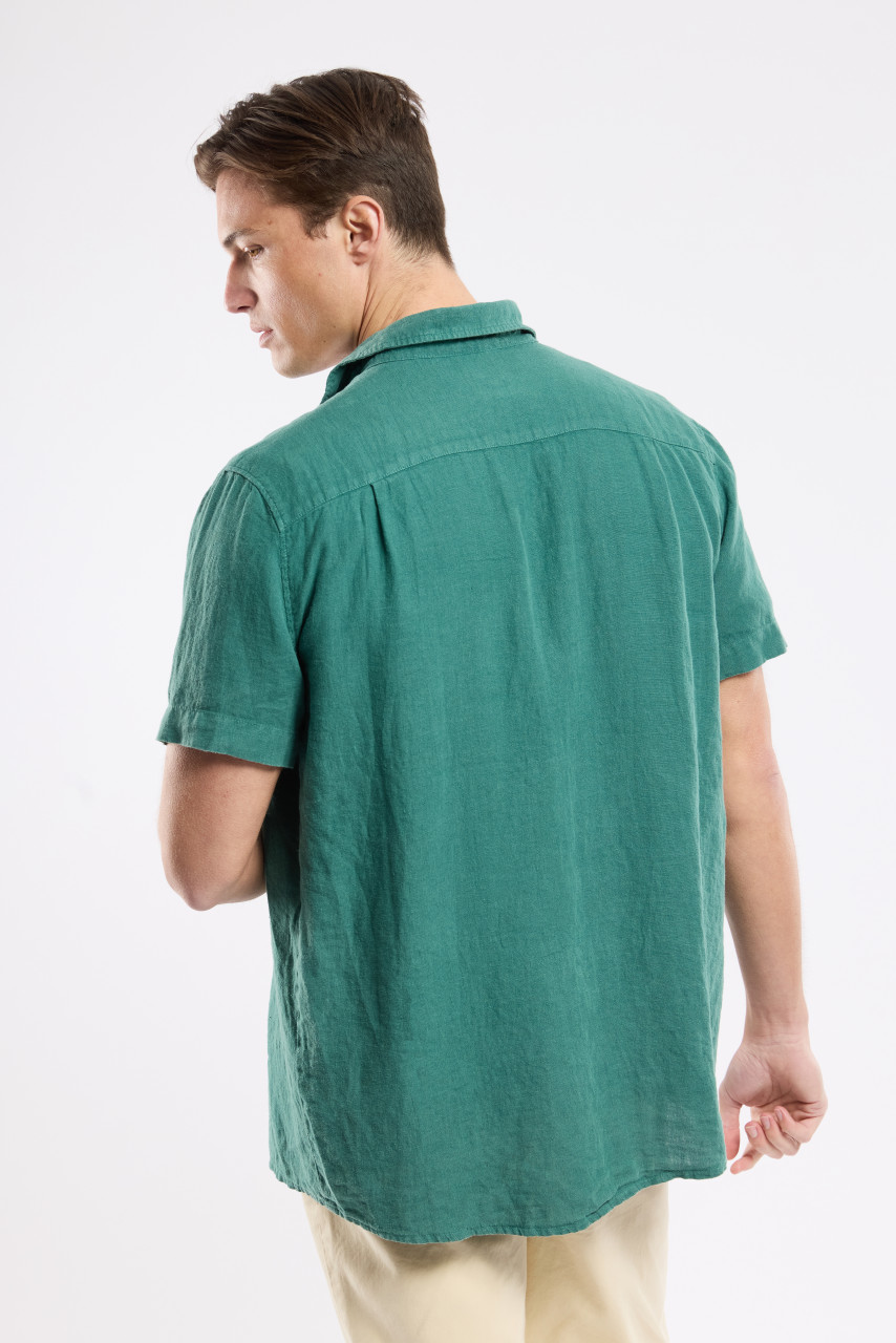 Armor Lux Kurzarm Hemd Herren Grün Comfort