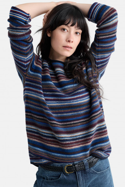 Seasalt Cornwall Pullover Fruity Damen Blau Braun Rot Gestreift