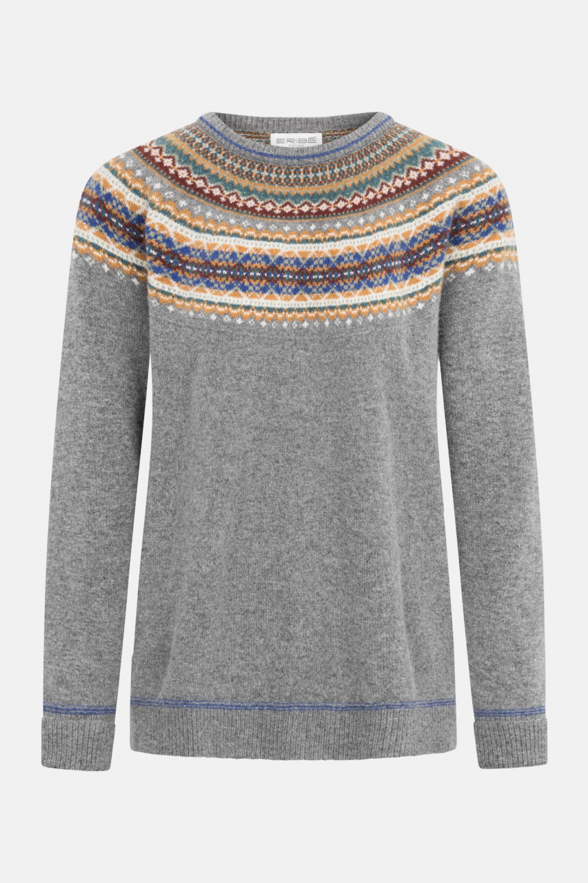 ERIBÉ Alpine Breeze Damen Pullover Grau Fairisle