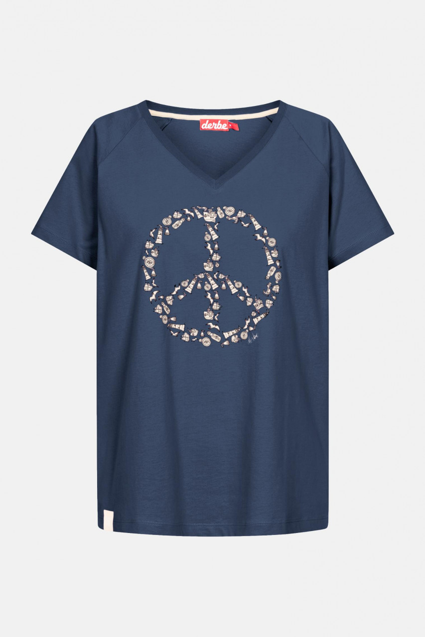 Derbe Peace Damen T-Shirt Dunkelblau Navy Leuchtturm