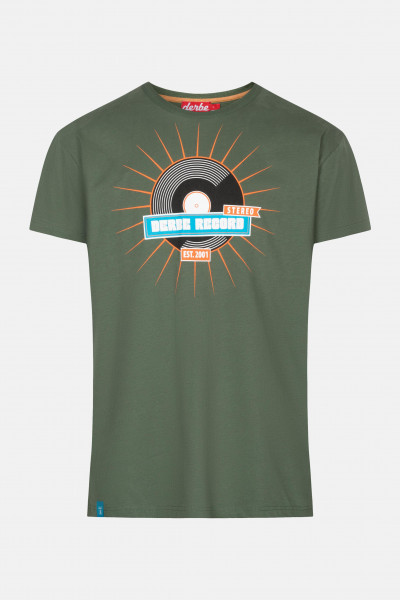 Derbe Rille Herren Shirt Oliv Schallplatte