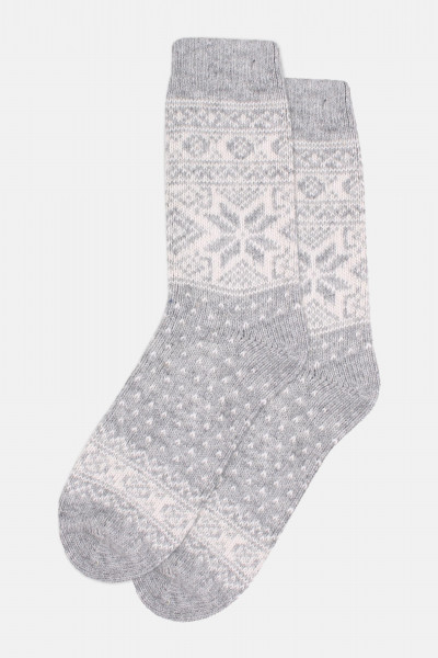 Danefae Danestay Warm Damen Stricksocken Grau Weiß Wollsocken