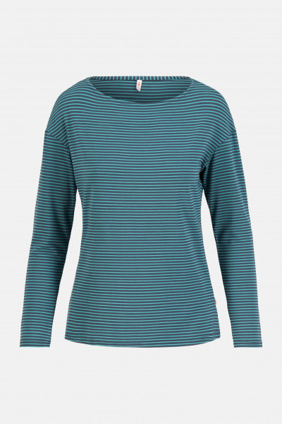 Blutsgeschwister Sweet Sailorette Damen Streifenshirt Türkis Blau Langarm Sea Adventures Nachhaltig
