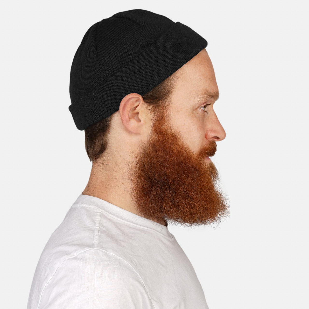 Hanseheld Strickmütze Seebär Merino Dockermütze kurz flach - Schwarz