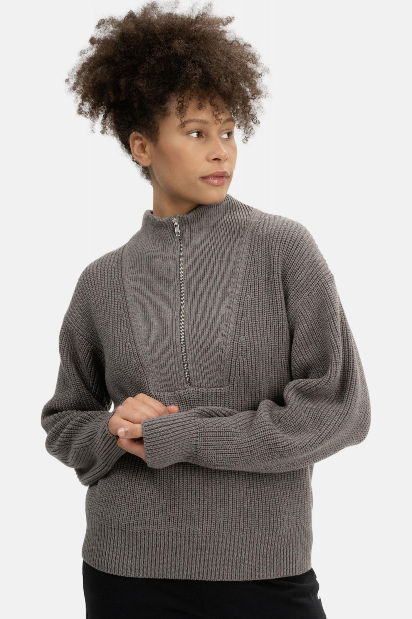 MELA Troyer KIMAYA Damen Braun Pullover Baumwolle GOTS Organic