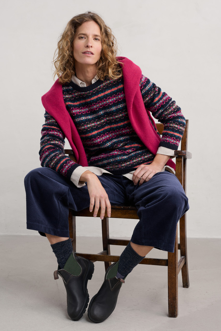 Seasalt Cornwall Pullover Percella Cove Damen Blau Pink Fairisle