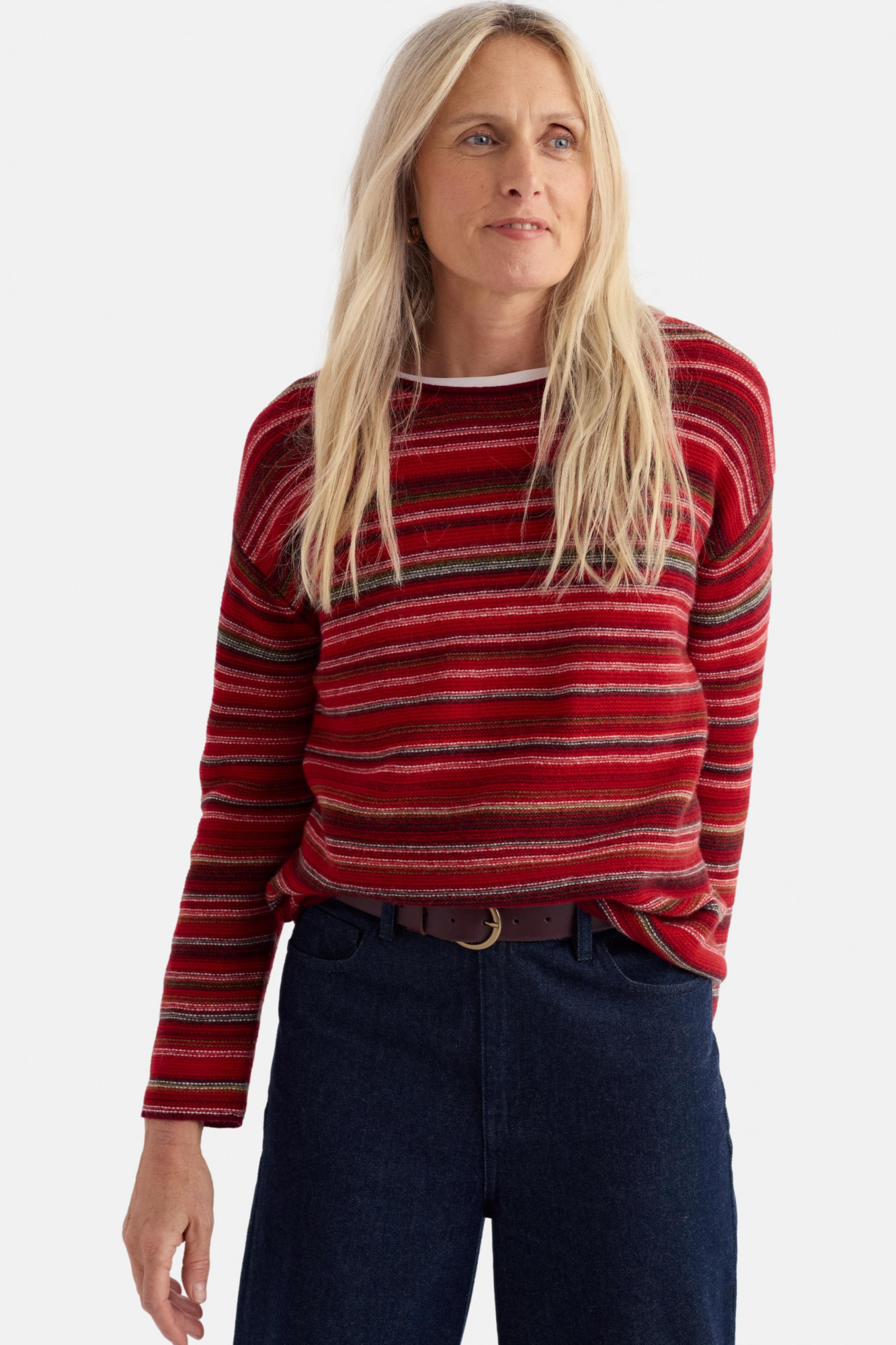 Seasalt Pullover Fruity Ripple Marks Damen Bordeaux Rot Weiß Gestreift