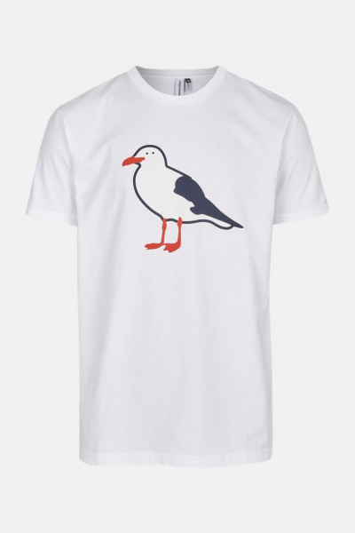 Cleptomanicx Herren T-Shirt Möwe OG Gull Weiß Baumwolle Nachhaltig