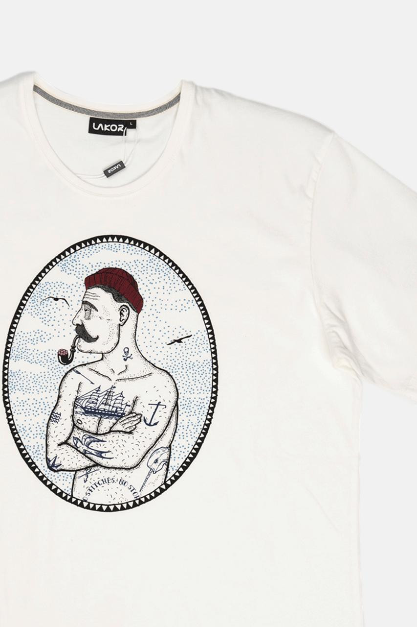 LAKOR T-Shirt Carnage Herren Weiß Seemann Pfeife