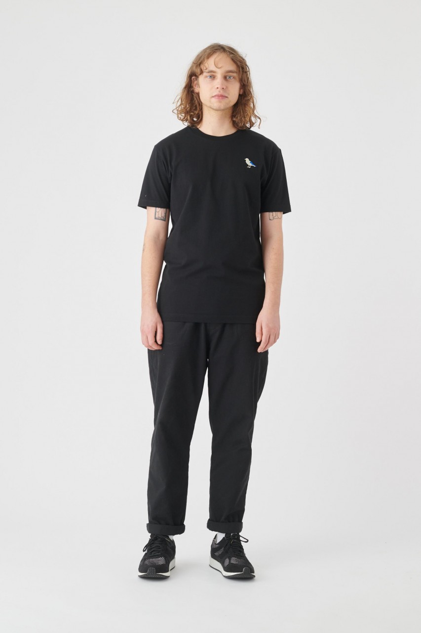 Cleptomanicx Herren T-Shirt Embro Gull Schwarz Möwe Stick Baumwolle Nachhaltig