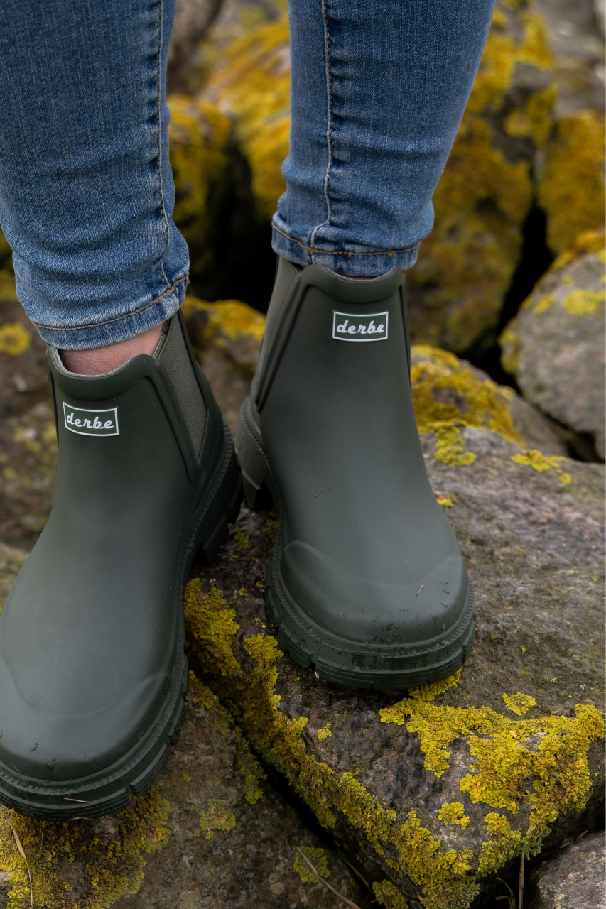 Derbe Gruffig Puuschen Damen Gummistiefel Oliv Grün Halbstiefel