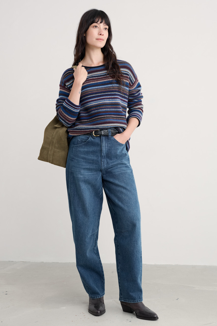 Seasalt Cornwall Pullover Fruity Damen Blau Beige Braun Gestreift