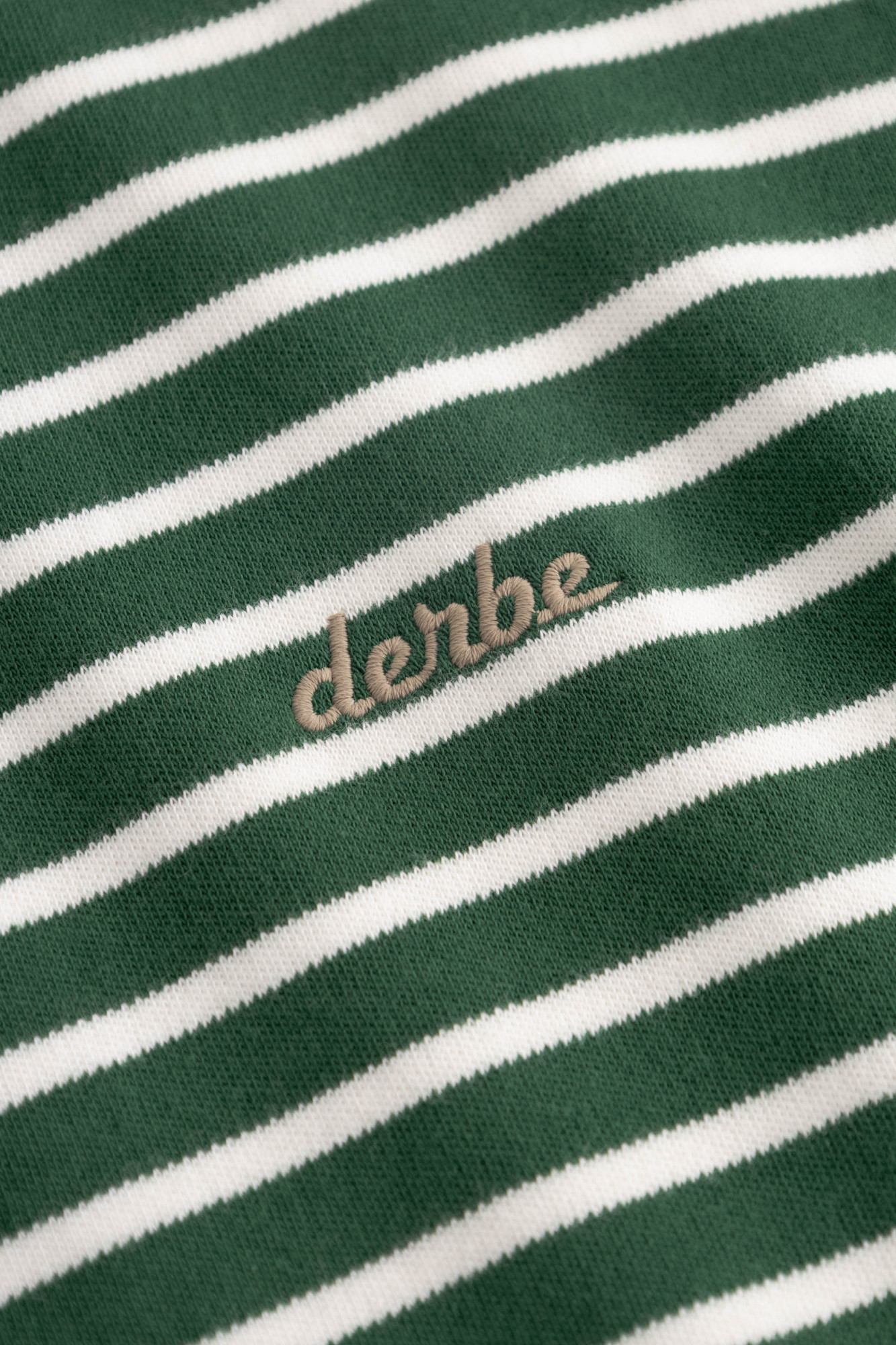 Derbe Streifenshirt Interstriped Herren Grün Weiß Langarmshirt GOTS Organic