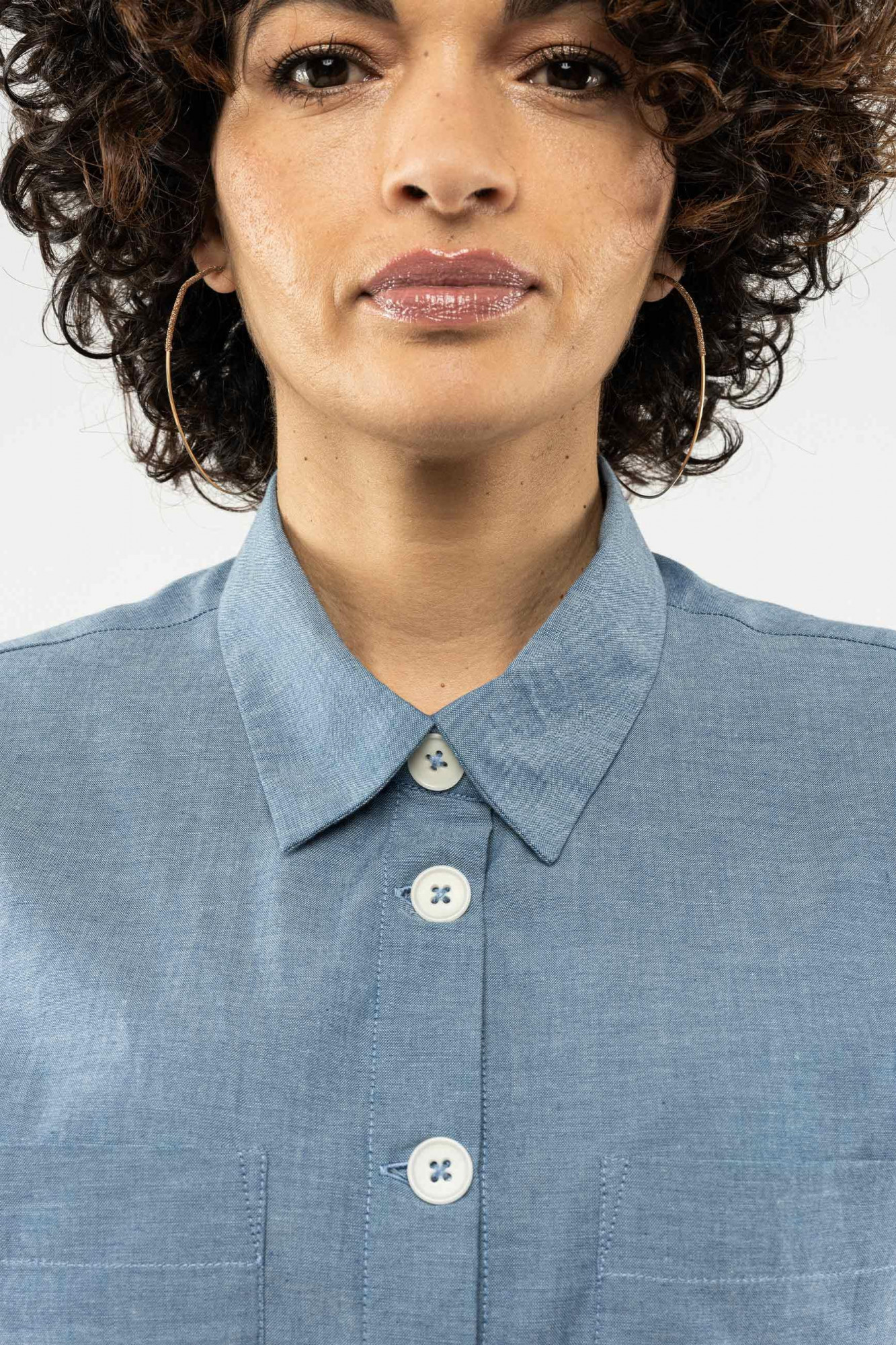 MELA Sanela Damen Jumpsuit Hellblau Chambray