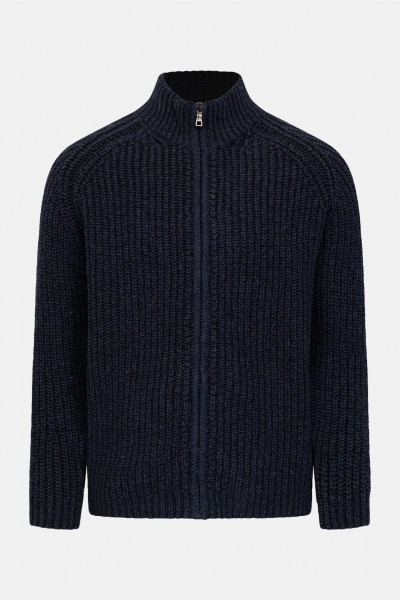 Fisherman out of Ireland Herren Strickjacke Pullover Blau Schwarz Rippstrick