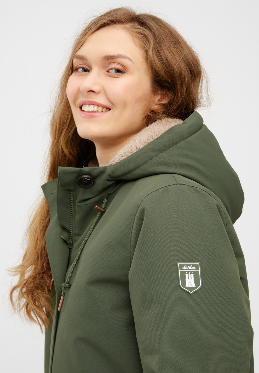 Derbe Winterjacke Friese Festholm Damen Oliv Grün Parka