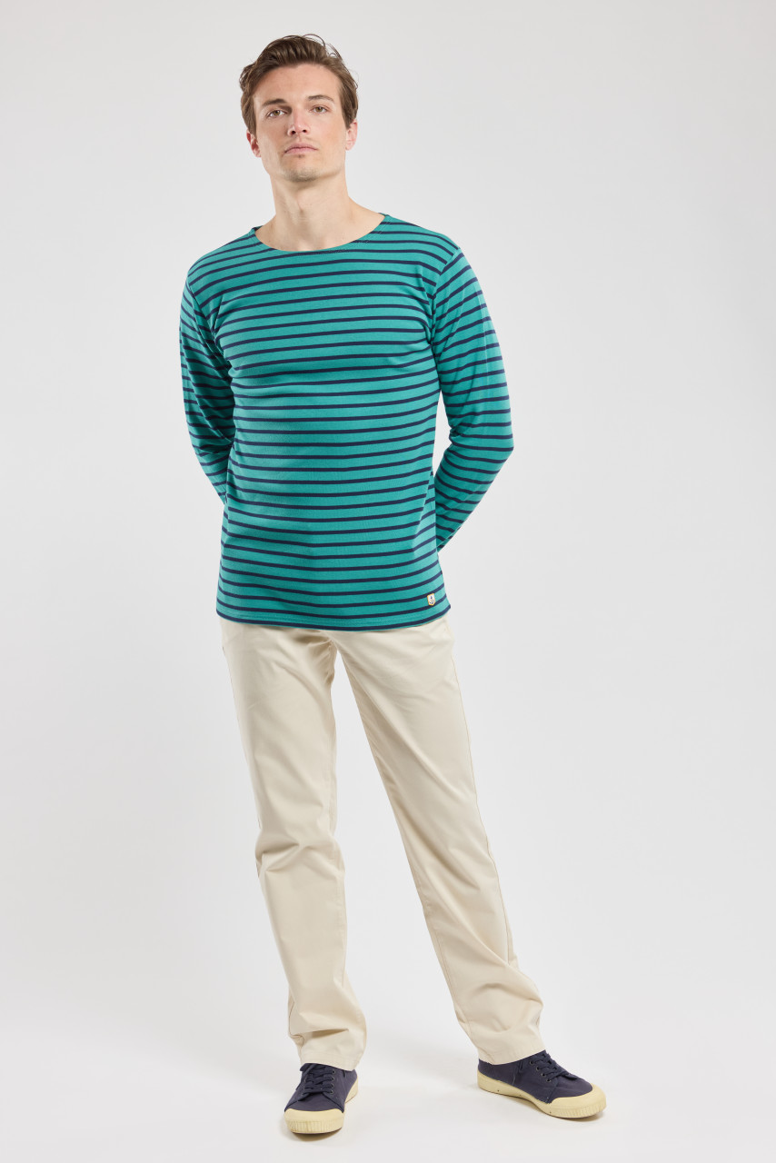 Armor Lux Streifenshirt Türkis Dunkelblau Gestreift Herren Mariniere